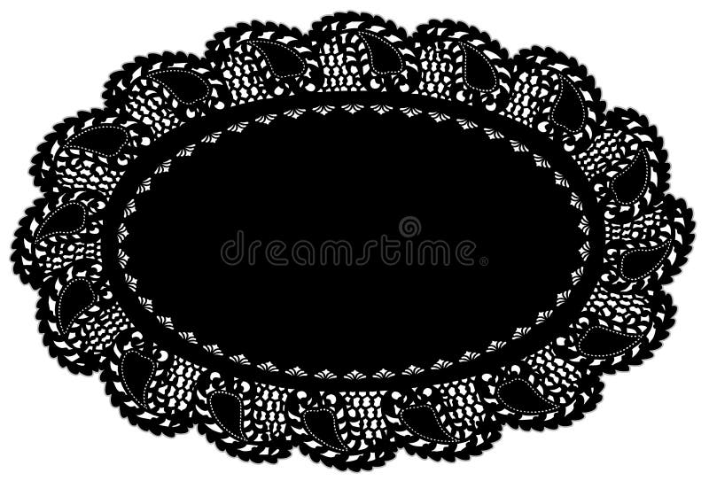 Couvre-tapis de place noir ovale de napperon de lacet de +EPS, bordure de lame