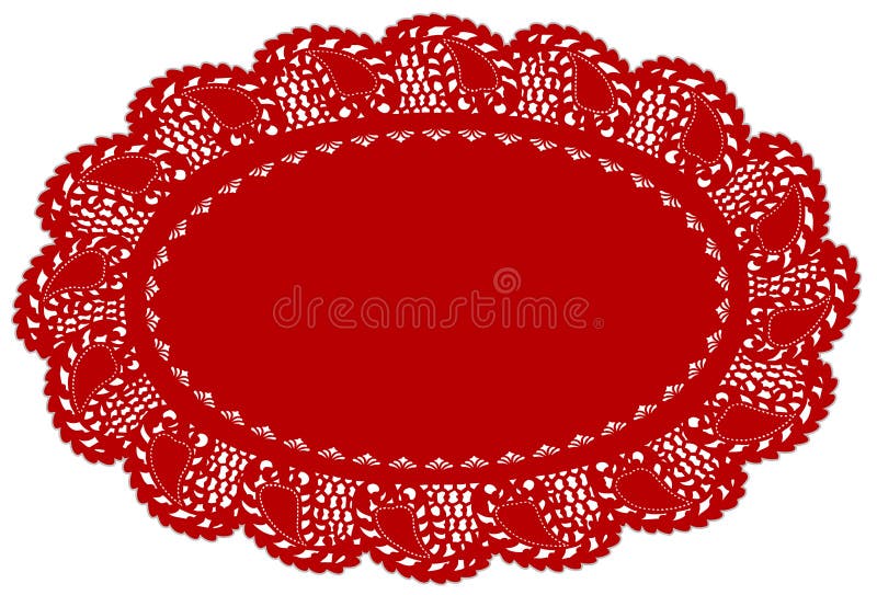 Couvre-tapis de place rouge ovale de napperon de lacet de +EPS, bord de lame