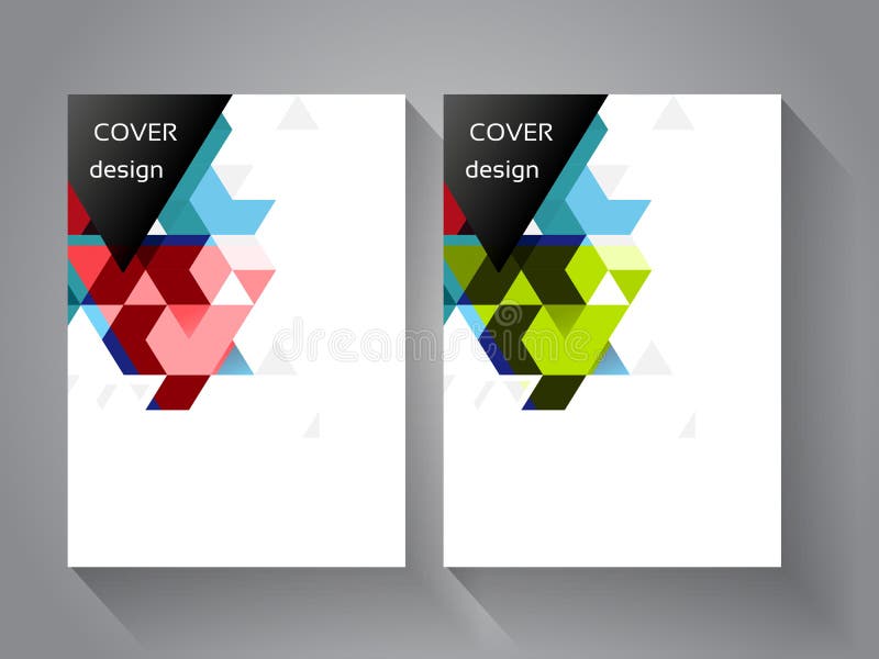 Cover and brochure template with color triangle background. Geometry business concept for layout, brochure, flyer, annual report vector illustration