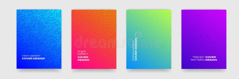 Cover design background patterns, abstract lines and color gradient, vector. Modern trendy Memphis, organic and dynamic dotted stock illustration