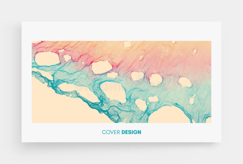 Cover design template. This spiderweb has been broken. Abstract grid background with hole. Array with dynamic particles. Texture. stock illustration