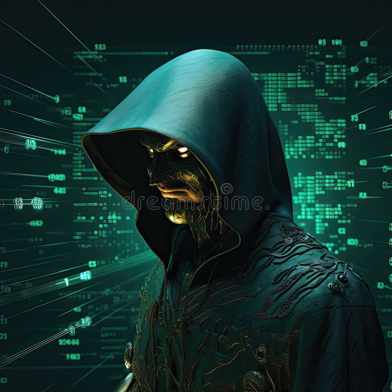 Cover image for my tech newsletter talking about hacker hacking and cyber security,generated with AI. vector illustration