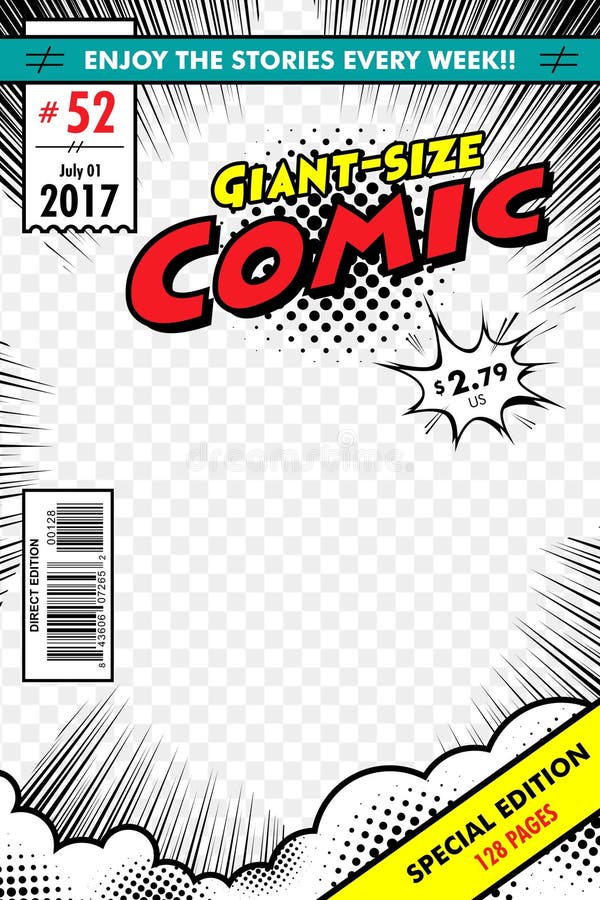 Comic Book Cover Template. Vector Art with Comic Style. Stock Vector
