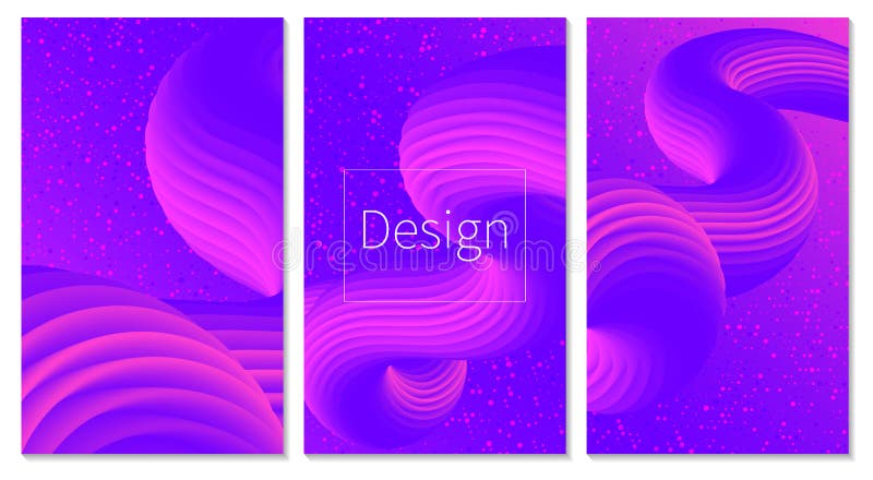 Cover Set. Fluid Flow. Color Poster. 3d Wave. royalty free stock image