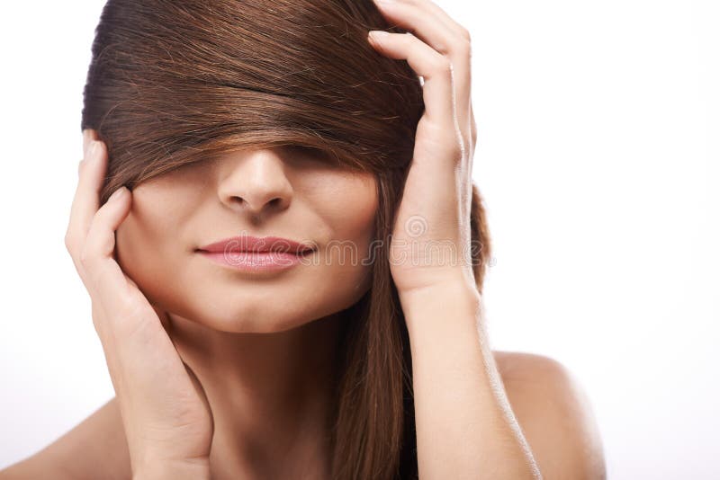 Covering eyes with hair stock image. Image of concept 49856445