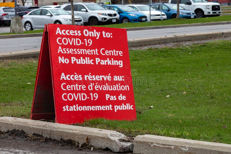 COVID-19 Assessment Centre parking sign in Ottawa