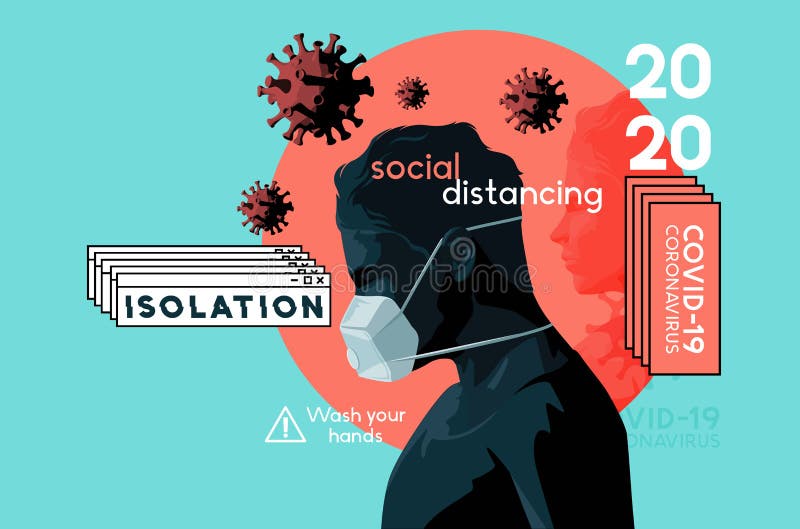 Covid19 coronavirus mental health idé royaltyfri illustrationer