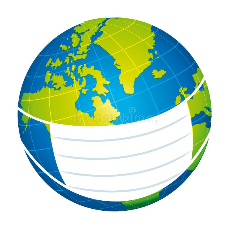 Covid19 coronavirus World Protection mask. Risksmittande bakterieceller. illustration. stock illustrationer