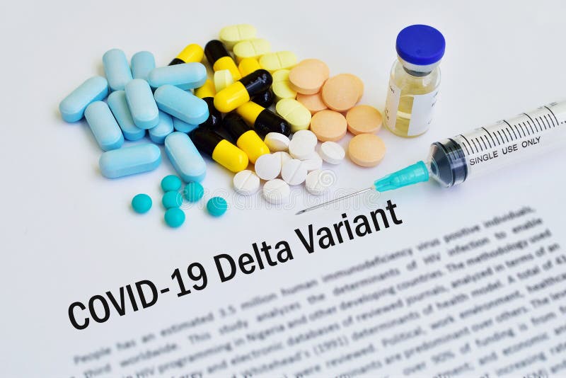 Syringe with drugs for Delta variant of COVID-19 treatment