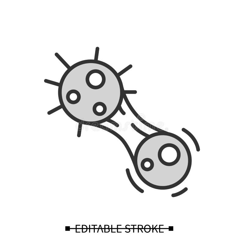 Covid mutation icon. Virus evolution and molecule mitosis simple vector illustration