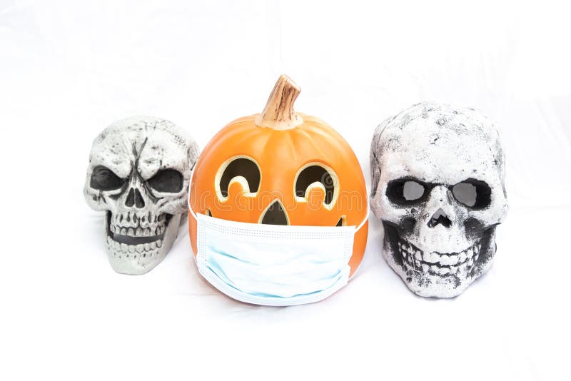 Covid 19 Pumpkin with Face Mask for Halloween Stock Image Image of