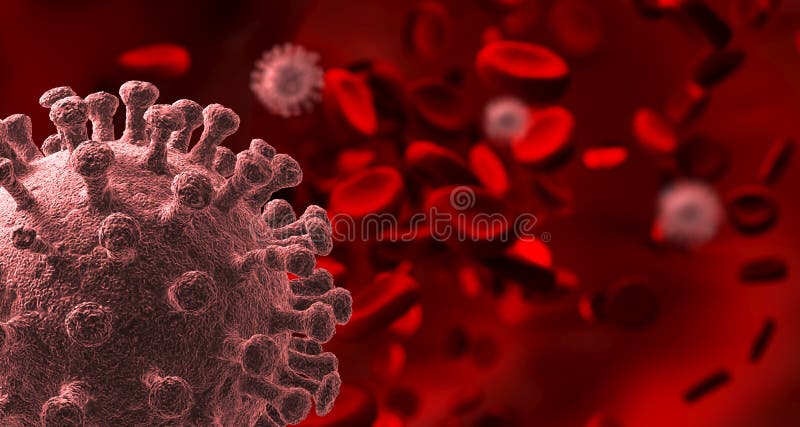 COVID-19 Virus cells or bacteria molecule. Flu, view of a coronavirus under a microscope, infectious disease. Germs, bacteria