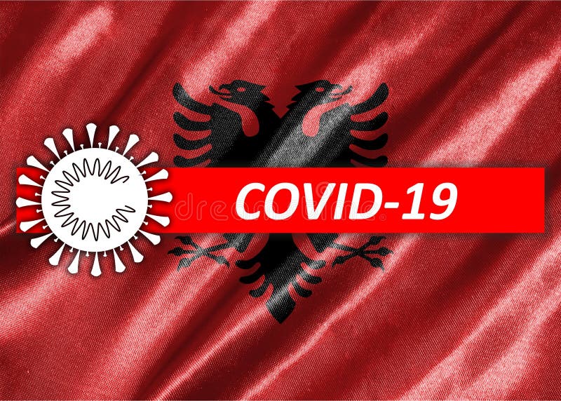 Covid19 σημαία αλβανίας στοκ εικόνα