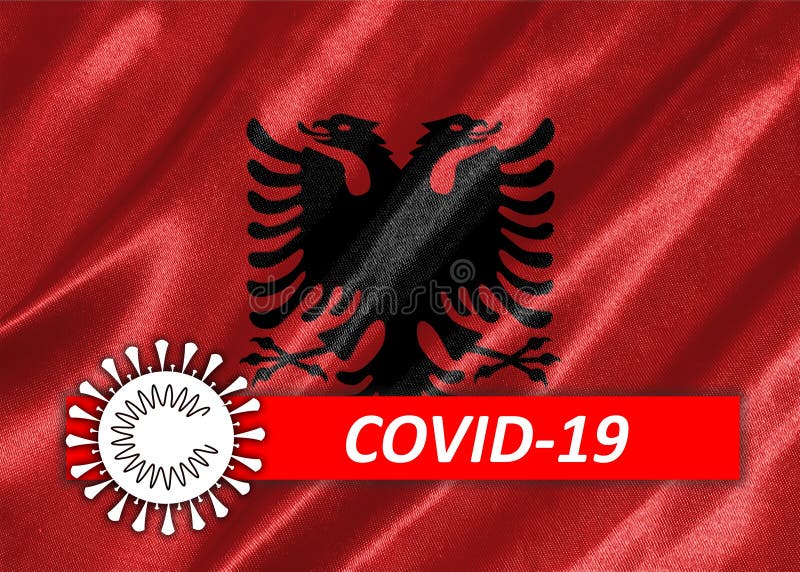 Covid19 σημαία αλβανίας στοκ φωτογραφίες