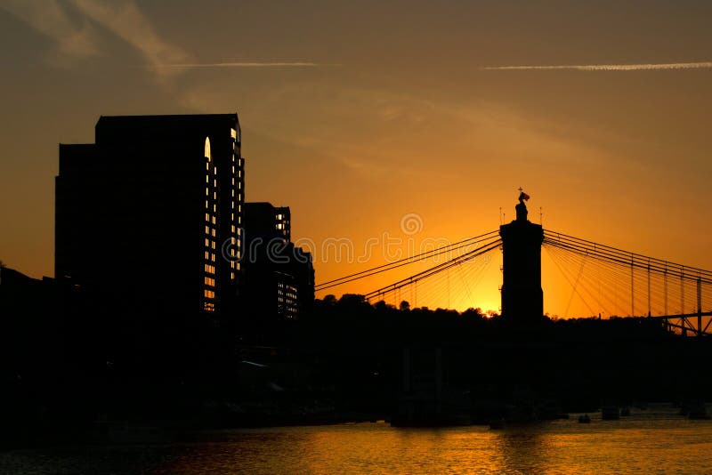 Sundown on the Ohio River stock photo. Image of colorful 94282960