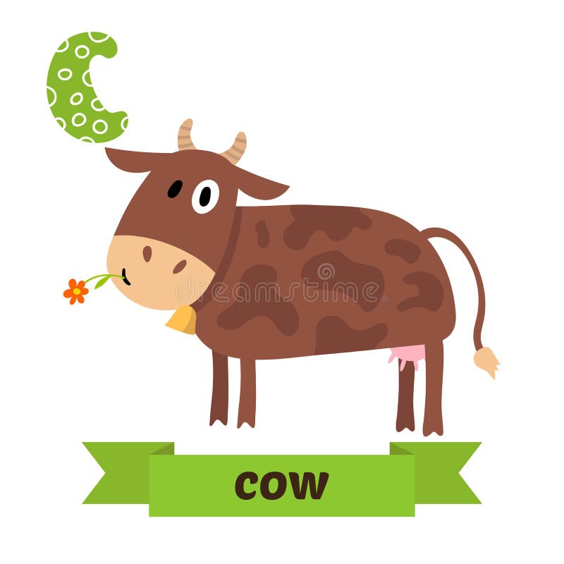 Cow C Letter Cute Children Animal Alphabet In Vector Cow C Letter Cute Children Animal Alphabet In Vector