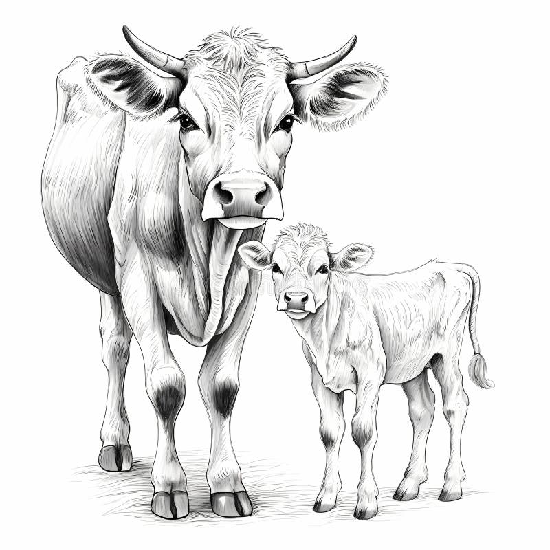 Share more than 161 cow and calf drawing easy