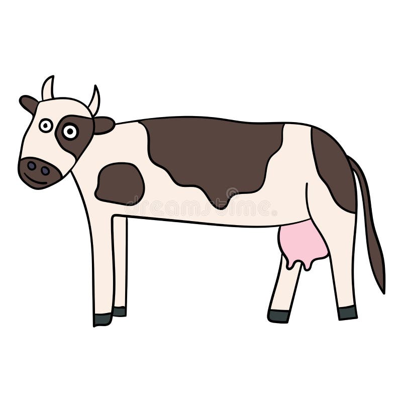 Cartoon doodle linear cow isolated on white background. vector illustration Cartoon doodle linear cow isolated on white background. vector illustration