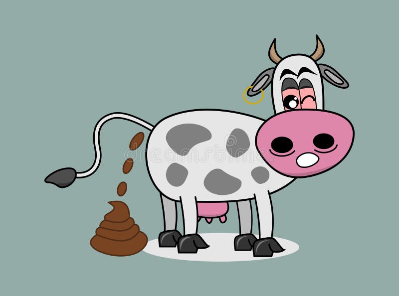 Cow doing big shit. Illustration stock illustration