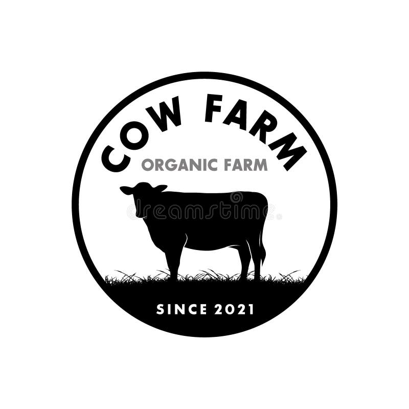 Cow farm Logo. Vintage Cattle Angus Beef logo design vector