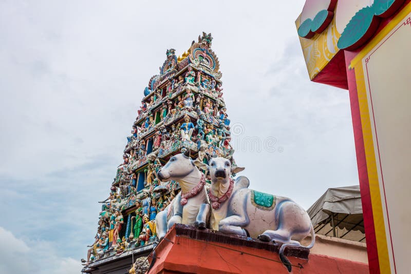 Cow statue at the Sri Mariamman temple near chinatown in Singapore. royalty free stock photos Cow statue at the Sri Mariamman temple near chinatown in Singapore. royalty free stock photos