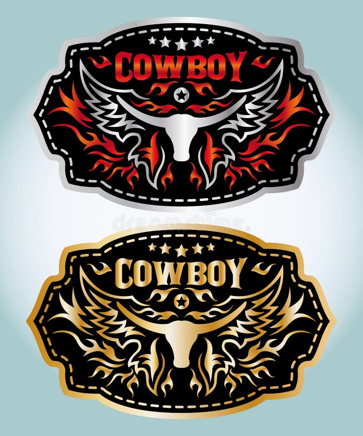 Cowboy Belt Buckle Vector Design Stock Vector - Illustration of cowboy