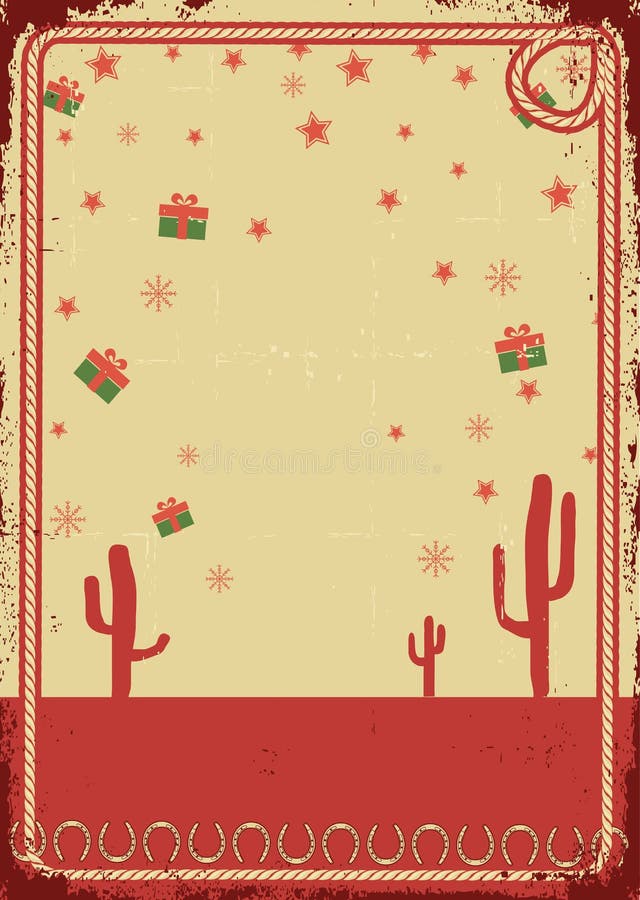 Cowboy christmas card with rope frame for text