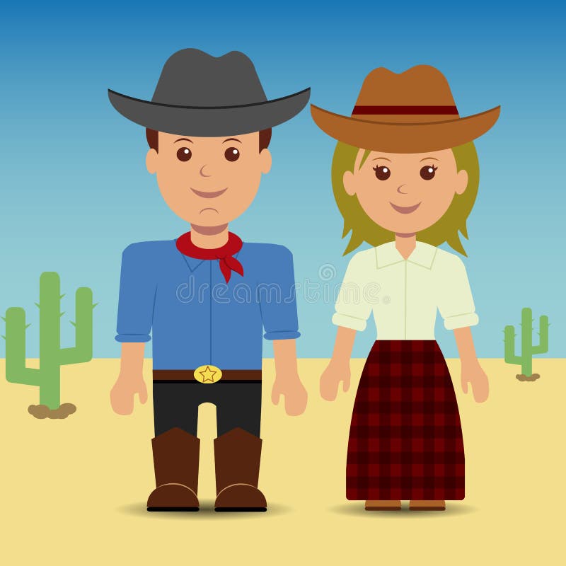 Cowboy and cowgirl. royalty free illustration Cowboy and cowgirl. royalty free illustration