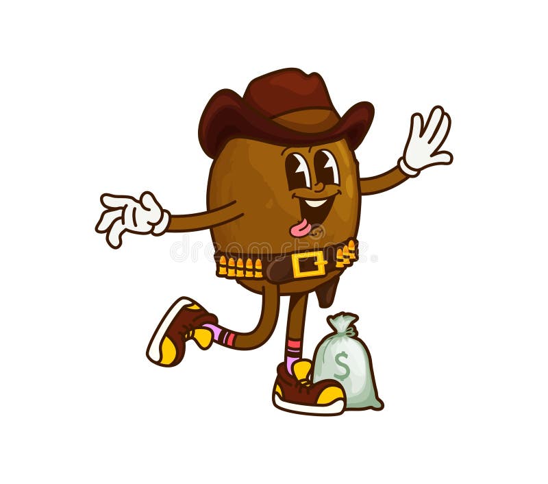 Cowboy di pompe di cartone con sacchetto di soldi illustrazione vettoriale