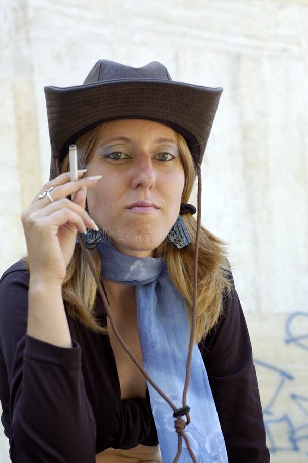 Cowboy Girl And Cigarette Stock Photo Image 2752790