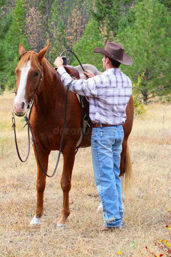 A Cowboy Riding His Horse, Isolated White Backgrou Stock Photo Image