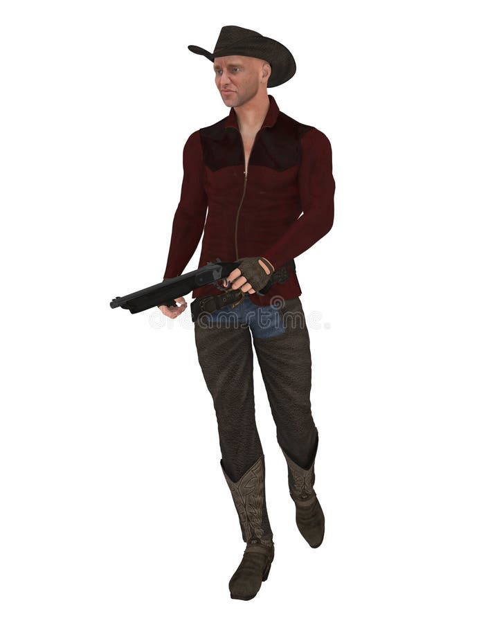 Cowboy med hagelgeväret stock illustrationer Cowboy med hagelgeväret stock illustrationer