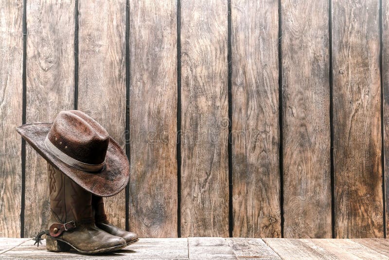 Cowboy occidental américain Hat de rodéo sur des bottes avec des dents