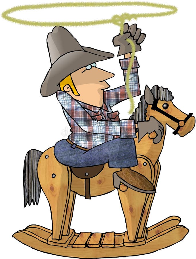 Cowboy op Hobbelpaard stock Illustration of paard -