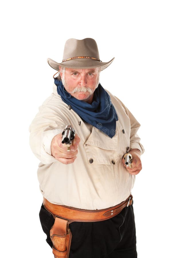 Leer veiligheid markt Cowboy Op Witte Achtergrond Stock Afbeelding - Image of mensen, kanon:  15245427