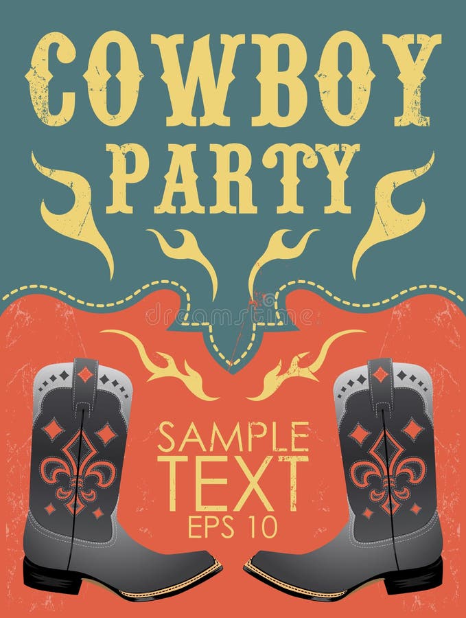 Cowboy party poster vector - invitation - eps 10