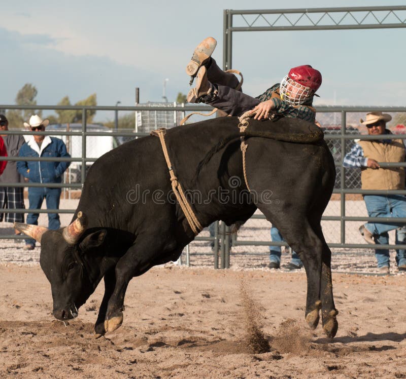 Indian cowboy rodeo bull riding in Arizona.