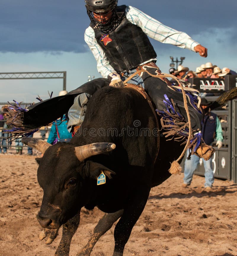 Indian cowboy rodeo bull riding in Arizona.