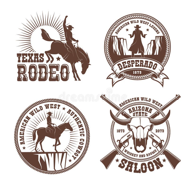 Cowboy Wild West Retro Design Elements Stock Vector - Illustration of ...