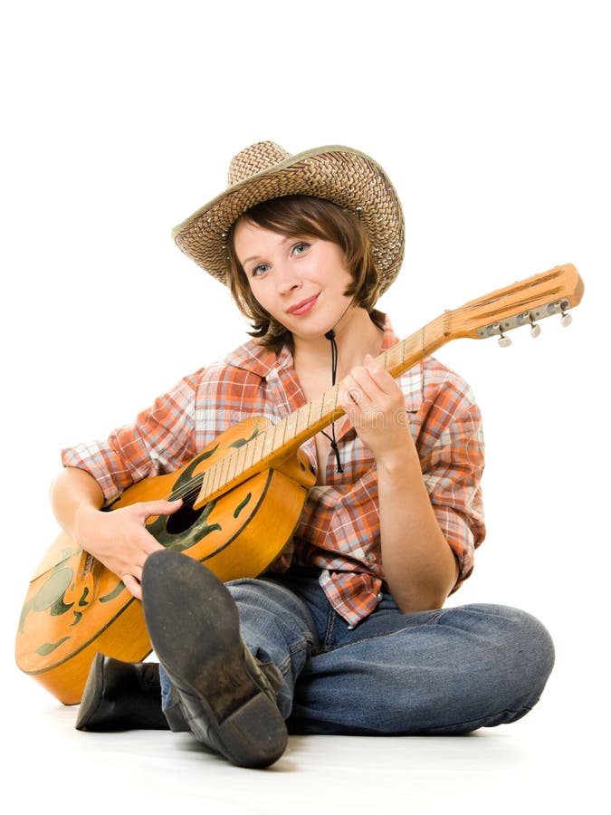 Mulher da música country imagem de stock. Imagem de guitarra - 9587581