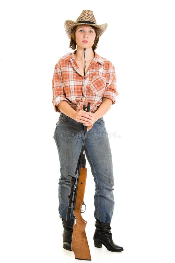 Cowboy woman with a gun.