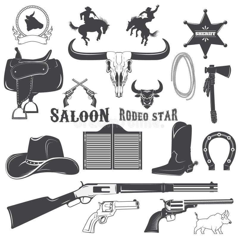 Cowboygestaltungselemente vektor abbildung Cowboygestaltungselemente vektor abbildung