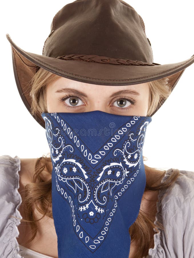Cowgirl bandana looking stock image.