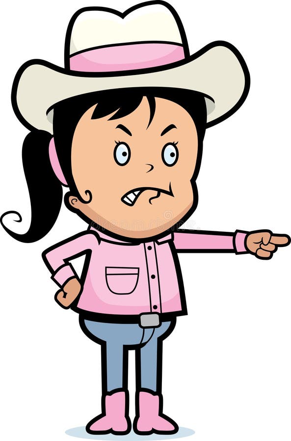 Cowgirl enojado stock de ilustración