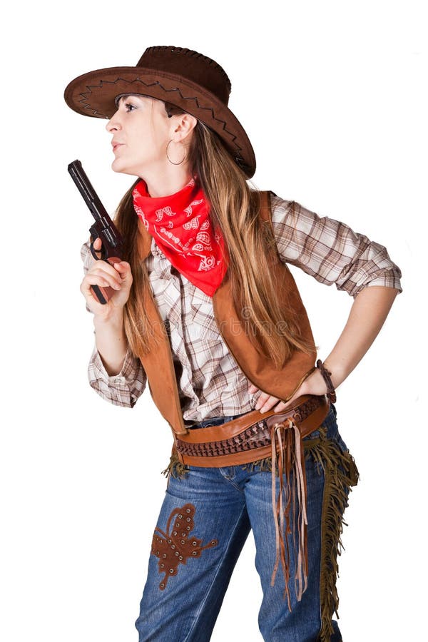 Cowgirl With A Gun Stock Imag