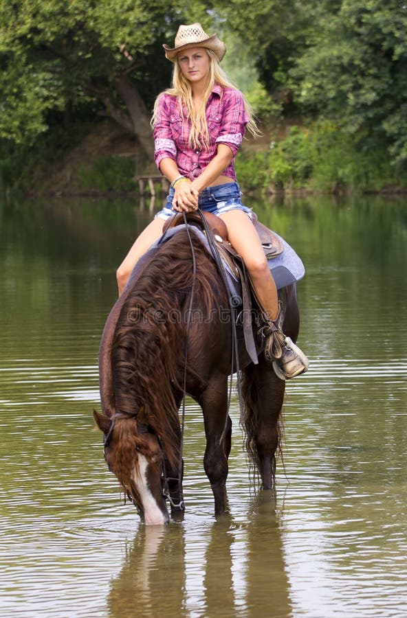 Cowgirl stock photo. Image of hairstyle, countryside 