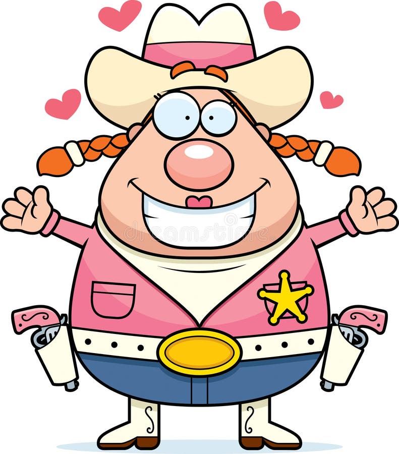 Cowgirl Hug stock illustration.
