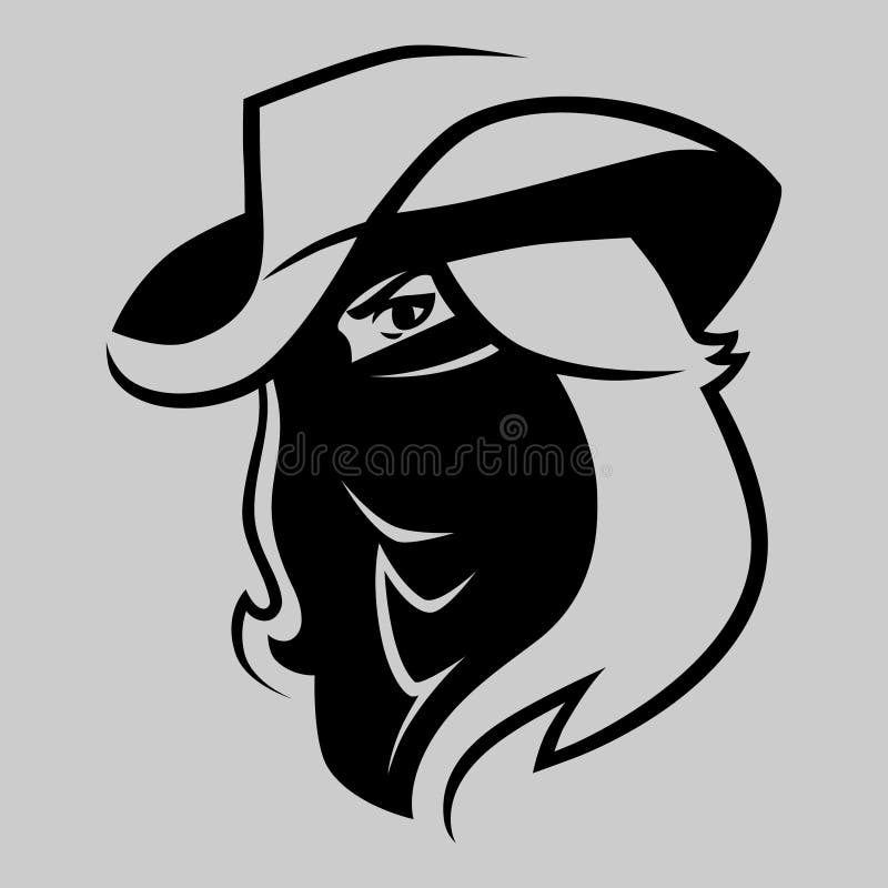 Cowgirl Outlaw Symbol on Gray Backdrop Stock Vector - Illustration of hair,  badge: 214524346