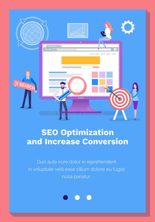 SEO optimization and increase conversion of webpage concept. Website landing page template vector illustration