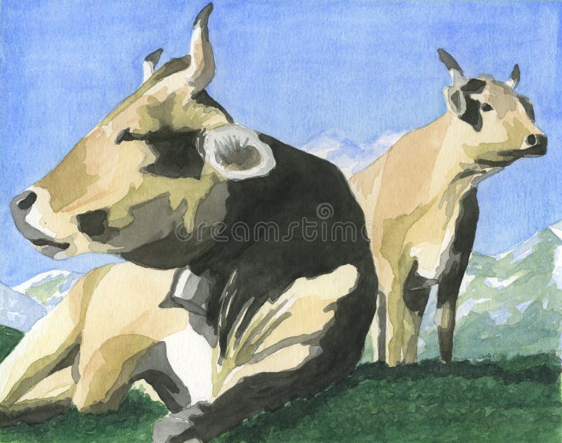 Cows on the grass - artwork